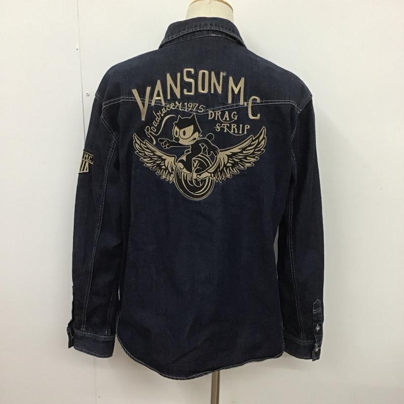 ヴァンソン VANSON シャツ、ブラウス 長袖 長袖シャツ カラーシャツ ポケットシャツ 長袖カットソー 古着 ヴィンテージ XXL ロゴ、文字 インディゴ / インディゴ / メンズ USED 古着 中古 10106784