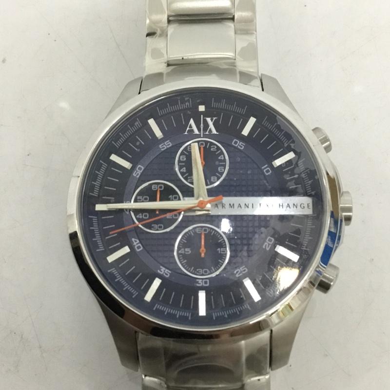 アルマーニエクスチェンジ A/X ARMANIEXCHANGE 腕時計 アナログ(クォーツ式) AX2155 ロゴ、文字 銀 / シルバー / X 紺 / ネイビー / メンズ USED 古着 中古 10129445