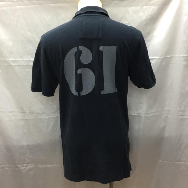 エドウィン EDWIN ポロシャツ 半袖 半袖ポロシャツ カラーシャツ 半袖カットソー L ロゴ、文字 紺 / ネイビー /  メンズ USED 古着 中古 10112290