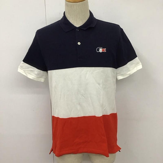 ラコステ LACOSTE ポロシャツ 半袖 半袖ポロシャツ カラーシャツ 半袖カットソー 4 ボーダー柄 X ロゴ、文字 白 / ホワイト / X 赤 / レッド / X 紺 / ネイビー /  メンズ USED 古着 中古 10111479