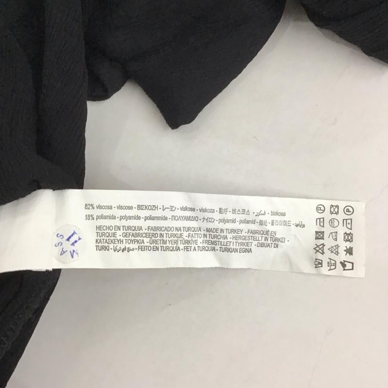 ザラ ZARA カットソー 長袖 9479 052 800 バンドカラー サイドスリット チュニック M 無地 黒 / ブラック / レディース USED 古着 中古 10129143