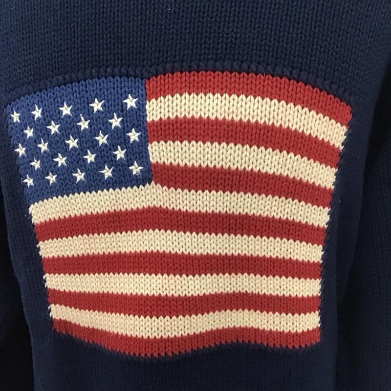 ポロバイラルフローレン Polo by RALPH LAUREN ニット、セーター 長袖 M 無地 紺 / ネイビー / メンズ USED 古着 中古 10106376