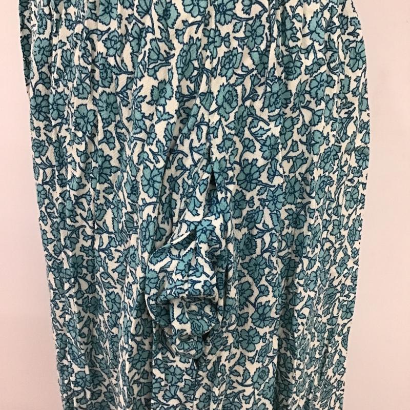 ザラ ZARA ワンピース ロングスカート ノースリーブワンピース ロングワンピース 前開シャツワンピース S 総柄 白 / ホワイト / X 青 / ブルー / レディース USED 古着 中古 10105924