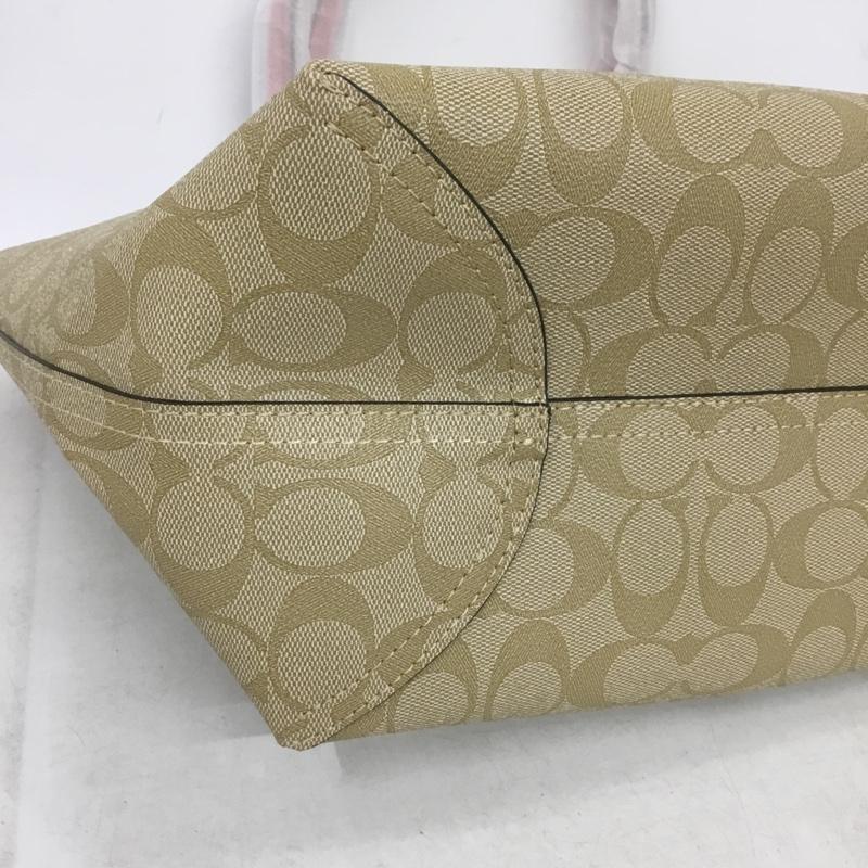 コーチ COACH トートバッグ トートバッグ F36658 リバーシブル シグネチャー ロゴ 総柄 ベージュ / ベージュ / X 桃 / ピンク / レディース USED 古着 中古 10140050