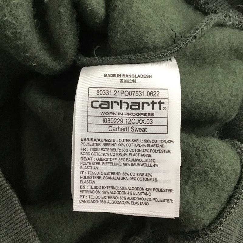 カーハート Carhartt トレーナー 長袖 長袖トレーナー スウェット クルーネック プルオーバー XL ロゴ、文字 カーキ / カーキ / メンズ USED 古着 中古 10142987