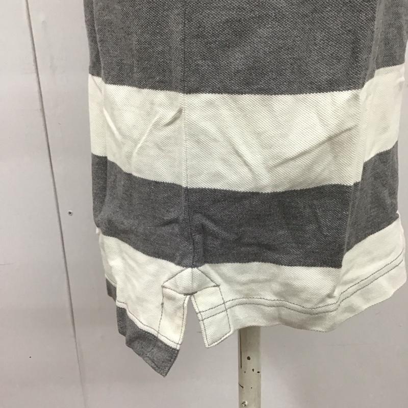 ヒルフィガーデニム HILFIGER DENIM ポロシャツ 半袖 ボーダー L ワンポイント 灰 / グレー / X 白 / ホワイト / レディース USED 古着 中古 10122895