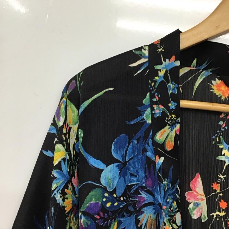 ザラウーマン ZARA WOMAN カーディガン 半袖 半袖ロングカーディガン プリントカーディガン M プリント マルチカラー / マルチカラー / レディース USED 古着 中古 10134333