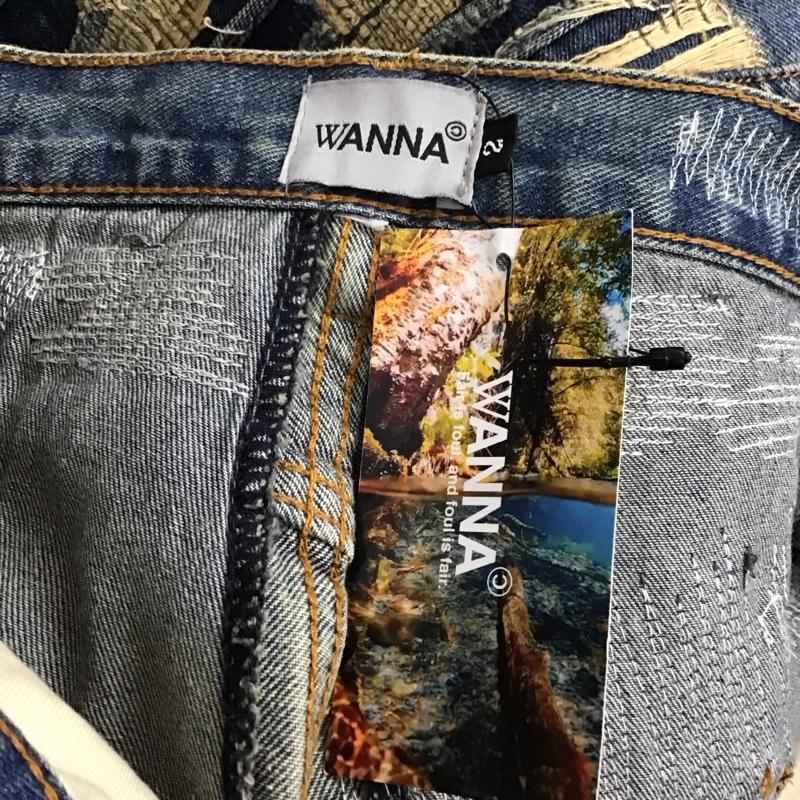 ワナ WANNA パンツ デニム、ジーンズ デニムパンツ ワイドパンツ ストレートパンツ カジュアルパンツ 2 ダメージ加工 マルチカラー / マルチカラー /  メンズ USED 古着 中古 10124271