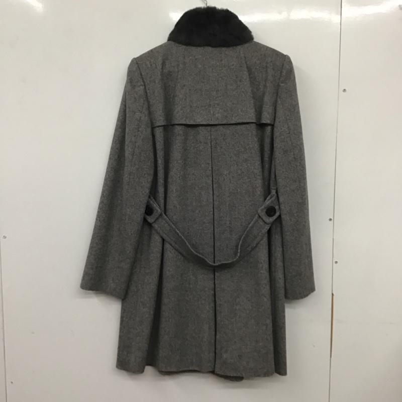 ダックス DAKS コート コート一般 ファー付き ロング丈 42 無地 灰 / グレー / レディース USED 古着 中古 10133755