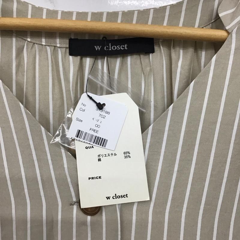 ダブルクローゼット w closet ワンピース ロングスカート FREE ストライプ 白 / ホワイト / X ベージュ / ベージュ / レディース USED 古着 中古 10133986