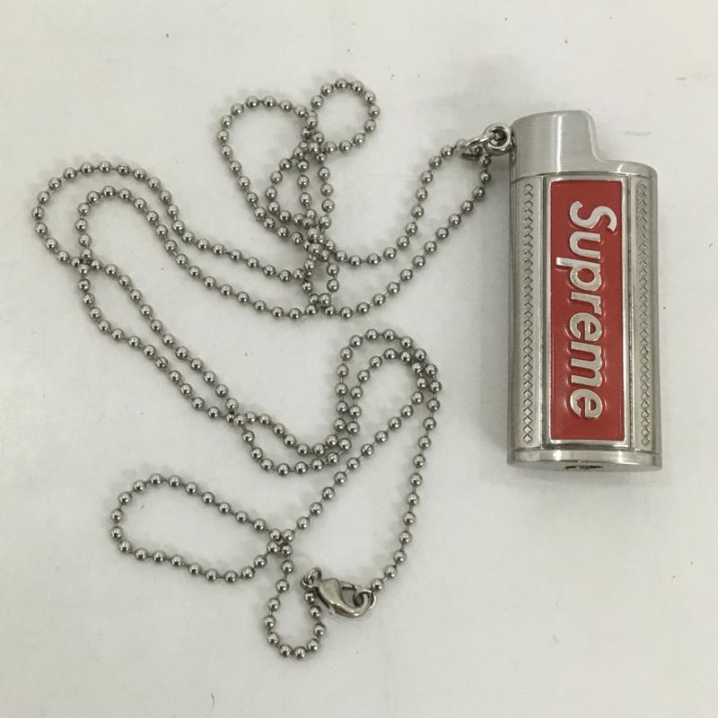 シュプリーム Supreme ファッション小物 喫煙グッズ 19SS Metal Lighter Holster ライターケース ネックレス ロゴ、文字 銀 / シルバー / X 赤 / レッド / メンズ USED 古着 中古 10124282