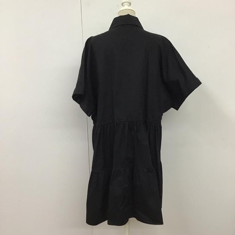 ザラ ZARA ワンピース ミニスカート 半袖ミニワンピース フレアワンピース シャツワンピース XL 無地 黒 / ブラック / レディース USED 古着 中古 10117307