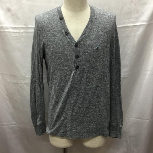 ディーゼル DIESEL カットソー 長袖 ヘンリーネック S ワンポイント 灰 / グレー /  メンズ USED 古着 中古 10109250