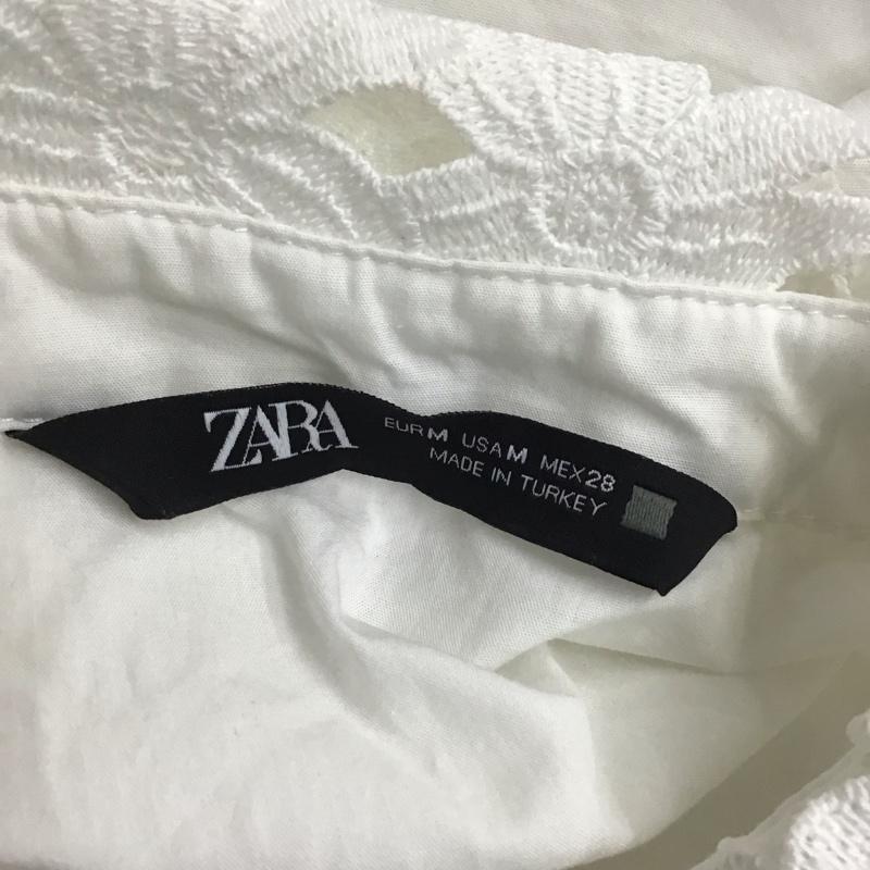 ザラ ZARA シャツ、ブラウス 半袖 半袖シャツ カラーシャツ 半袖カットソー パフスリーブ M 無地 白 / ホワイト / レディース USED 古着 中古 10112523
