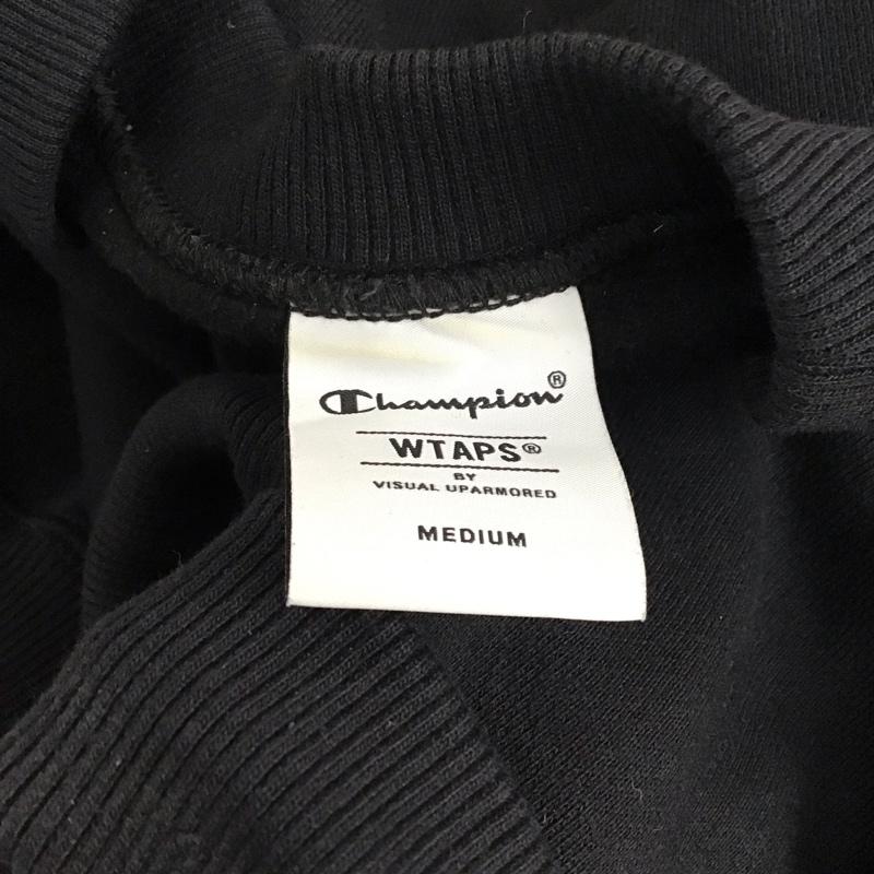 ダブルタップス W)TAPS トレーナー 長袖 c8-x016 WTAPS×Champion クルーネックスウェットシャツ M ロゴ、文字 黒 / ブラック / メンズ USED 古着 中古 10120529
