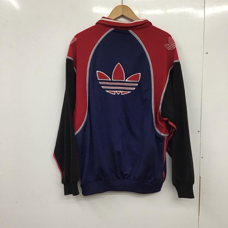 アディダス adidas ジャケット、上着 ジャケット、ブレザー ジップアップジャケット ジャージ スポーツウェア 古着 M ロゴ、文字 黒 / ブラック / X 赤 / レッド / X 紺 / ネイビー / メンズ USED 古着 中古 10137089