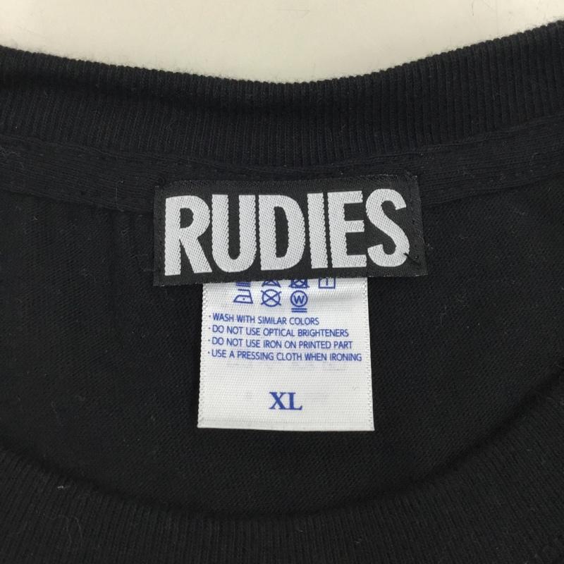 ルーディーズ RUDIES Tシャツ 半袖 半袖カットソー プリントTシャツ クルーネックカットソー XL ロゴ、文字 黒 / ブラック /  メンズ USED 古着 中古 10111298
