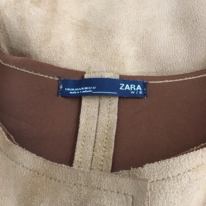 ザラ ZARA ジャケット、上着 ジャケット、ブレザー 長袖ジャケット アウター 前ボタン ノーカラー XL 無地 茶 / ブラウン / レディース USED 古着 中古 10126108