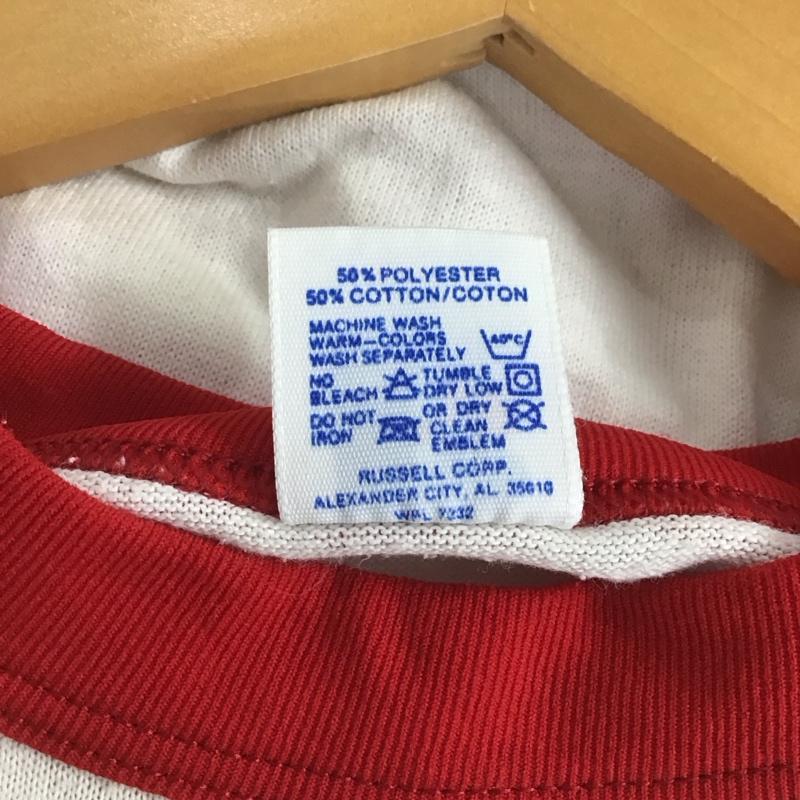 ラッセルアスレティック Russell Athletic カットソー 七分袖 長袖カットソー プリントカットソー ラグラン XL プリント 白 / ホワイト / X 赤 / レッド / メンズ USED 古着 中古 10146462