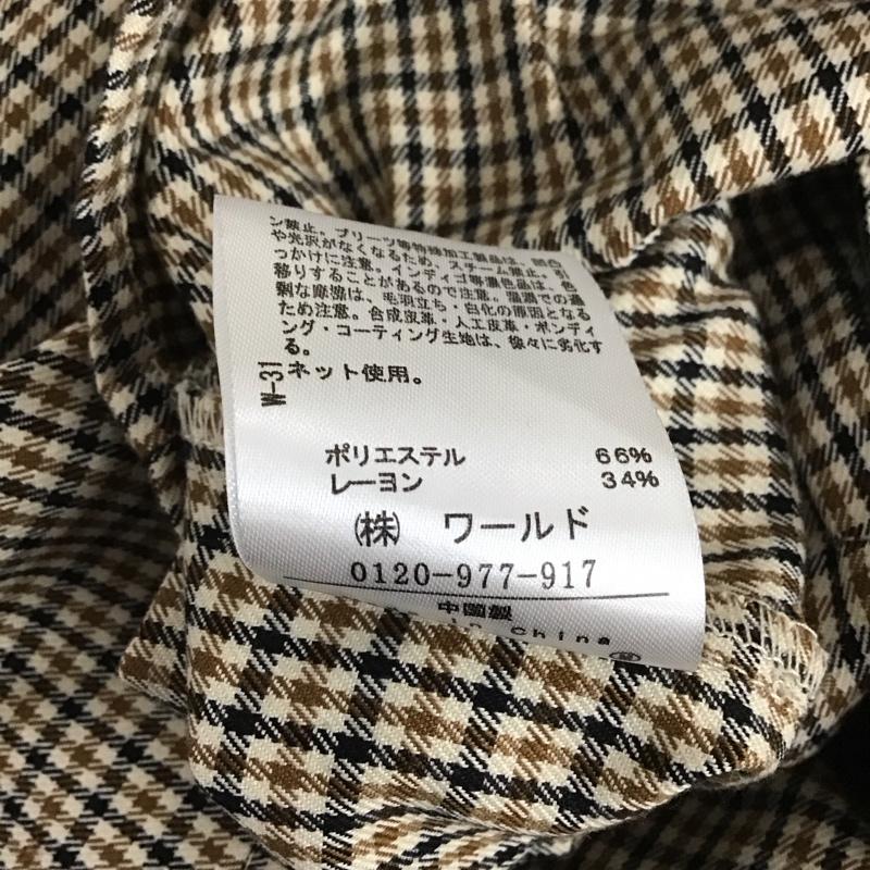 インデックス index シャツ、ブラウス 長袖 C58-87011 Vネック ノーカラー ウエストタック M チェック 黒 / ブラック / X 茶 / ブラウン / X アイボリー / アイボリー / レディース USED 古着 中古 10131328