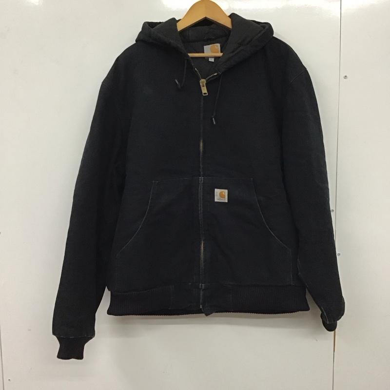 カーハート Carhartt ジャケット、上着 ジャケット、ブレザー ジップアップジャケット パーカージャケット アウター L ロゴ、文字 黒 / ブラック / メンズ USED 古着 中古 10136793
