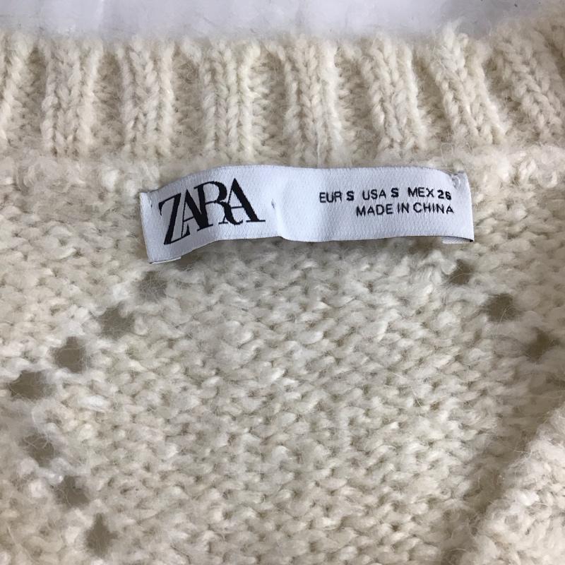 ザラ ZARA ニット、セーター 長袖 9598 246 712 Vネック ビジュー S アイボリー / アイボリー / レディース USED 古着 中古 10122666