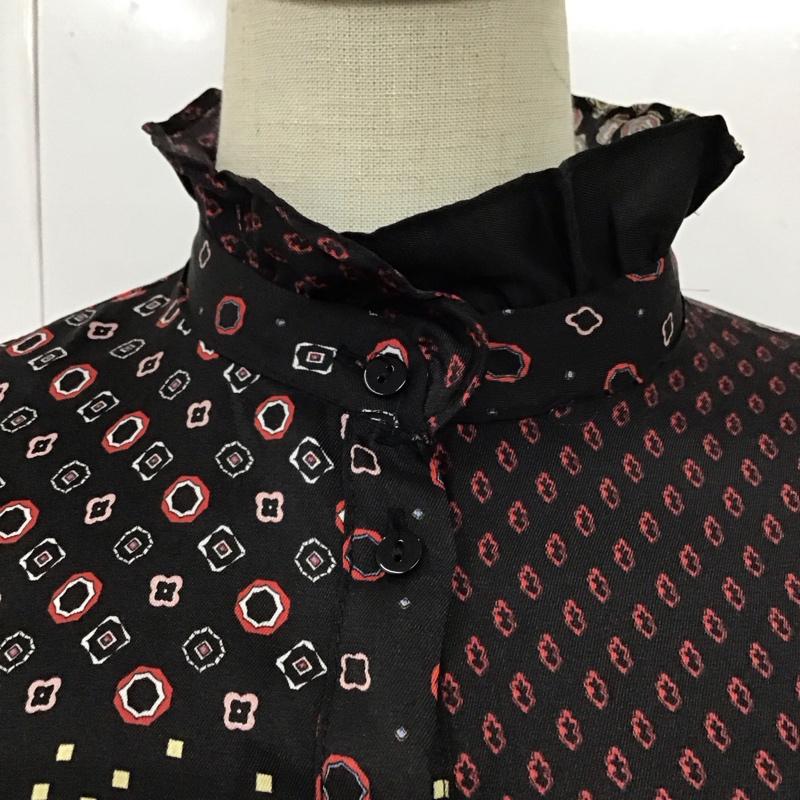 ザラ ZARA シャツ、ブラウス 長袖 8509 163 330 スタンドネック フリル XS 総柄 マルチカラー / マルチカラー / レディース USED 古着 中古 10114768