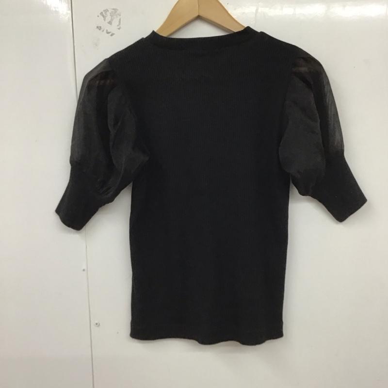 アズールバイマウジー AZUL BY MOUSSY カットソー 半袖 250GSB80-228D SHEER SLEEVE PUFF TOPS S 無地 黒 / ブラック / レディース USED 古着 中古 10129239