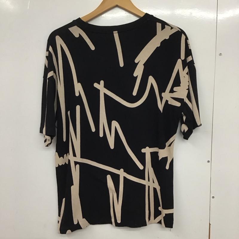 ザラ ZARA Tシャツ 半袖 M 総柄 黒 / ブラック / レディース USED 古着 中古 10133422