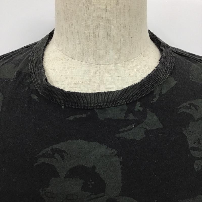 ディーゼル DIESEL Tシャツ 半袖 半袖カットソー プリントTシャツ クルーネックカットソー L 総柄 黒 / ブラック / X カーキ / カーキ / メンズ USED 古着 中古 10105578