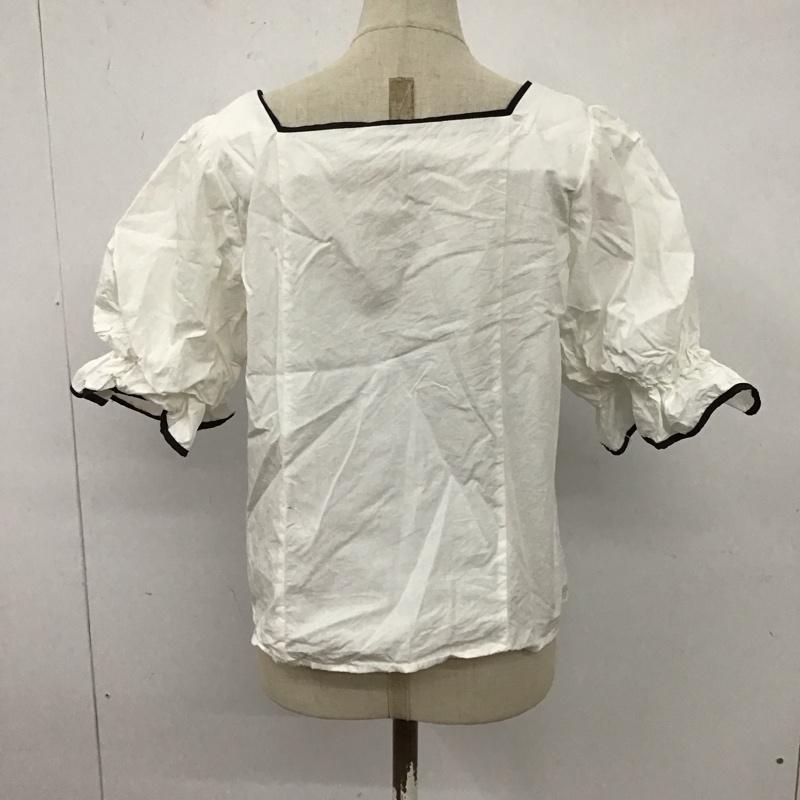 ワンアフター アナザー ナイスクラップ one after another NICE CLAUP シャツ、ブラウス 半袖 300840 パイピングブラウス FREE 無地 白 / ホワイト / X 黒 / ブラック / レディース USED 古着 中古 10123088