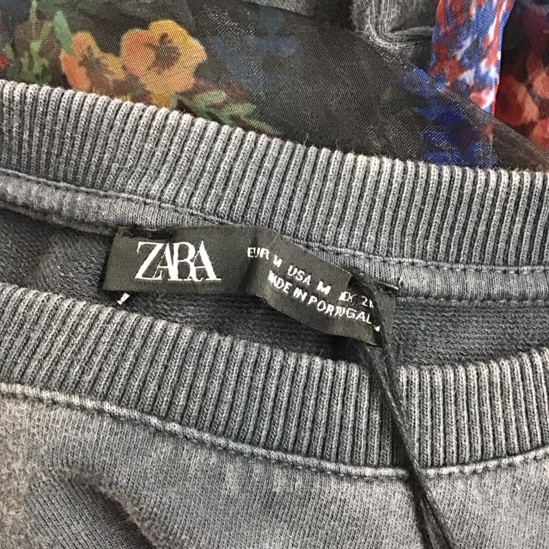 ザラ ZARA ワンピース ひざ丈スカート 4770 902 807 袖シアー シースルー パフスリーブ タグ付き カットソー M 花柄 マルチカラー / マルチカラー / レディース USED 古着 中古 10124992