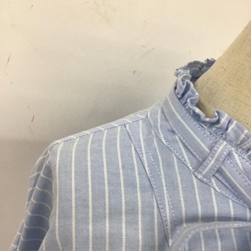 フリークスストア FREAK S STORE シャツ、ブラウス 長袖 1102248901172 リボン付スタンドフリルブラウス FREE ストライプ 水色 / ライトブルー / レディース USED 古着 中古 10114237