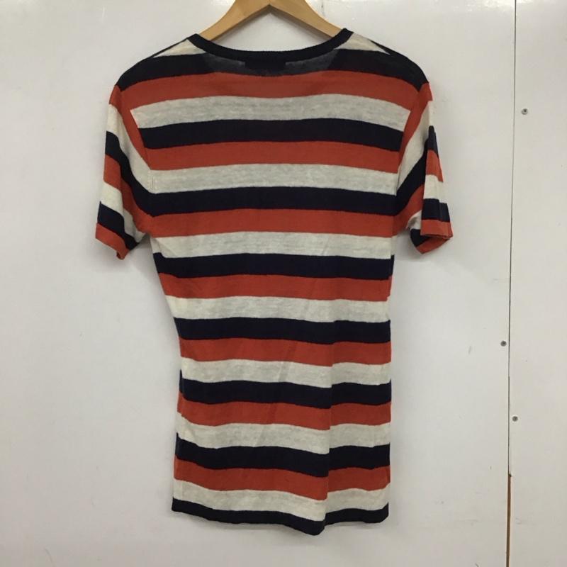 バーバリーブラックレーベル BURBERRY BLACK LABEL ニット、セーター 半袖 半袖ニットカットソー クルーネック セーター 2 ボーダー柄 白 / ホワイト / X 橙 / オレンジ / X 紺 / ネイビー / メンズ USED 古着 中古 10135472