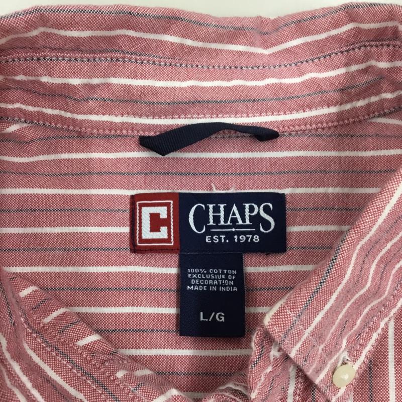 チャップス CHAPS シャツ、ブラウス 長袖 ボタンダウン ストライプ L ワンポイント X ワンポイント 赤 / レッド / X 赤 / レッド / メンズ USED 古着 中古 10115514