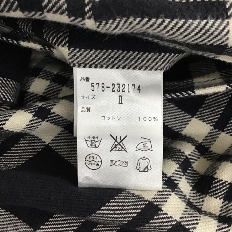 エムエイチエル MHL. スカート ひざ丈スカート 578-232174 コットン 2 チェック 白 / ホワイト / X 黒 / ブラック / レディース USED 古着 中古 10114922