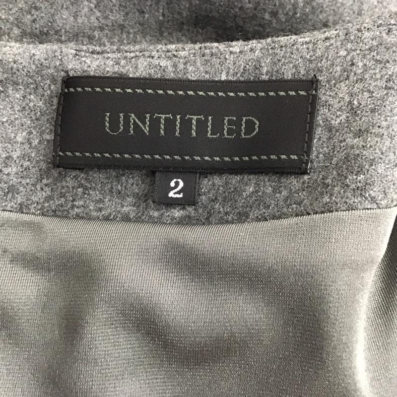 アンタイトル UNTITLED ワンピース ひざ丈スカート AD153-55428JJ 七分袖 ドッキング 後ろファスナー ヘリンボーン 2 無地 灰 / グレー / X 紺 / ネイビー / レディース USED 古着 中古 10111080