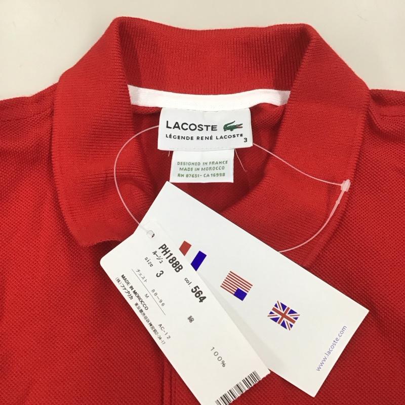 ラコステ LACOSTE ポロシャツ 半袖 半袖ポロシャツ カラーシャツ 半袖カットソー 3 ロゴ、文字 赤 / レッド /  メンズ USED 古着 中古 10111467