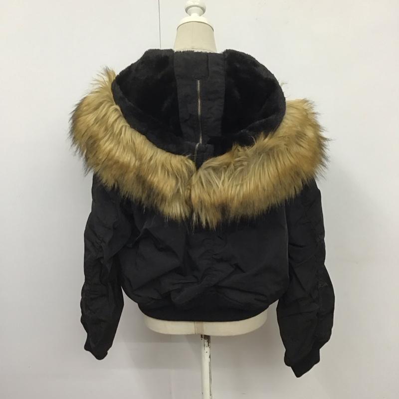 マウジー MOUSSY ジャケット、上着 ジャケット、ブレザー 010CAH30-5560 SHORT N-2B ミリタリージャケット フェイクファー FREE 無地 黒 / ブラック / レディース USED 古着 中古 10123229
