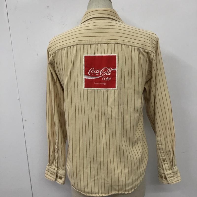 古着 USED シャツ、ブラウス 長袖 長袖シャツ カラーシャツ コカ・コーラ 長袖カットソー ストライプシャツ 古着 M ロゴ、文字 ベージュ / ベージュ /  メンズ USED 古着 中古 10110947