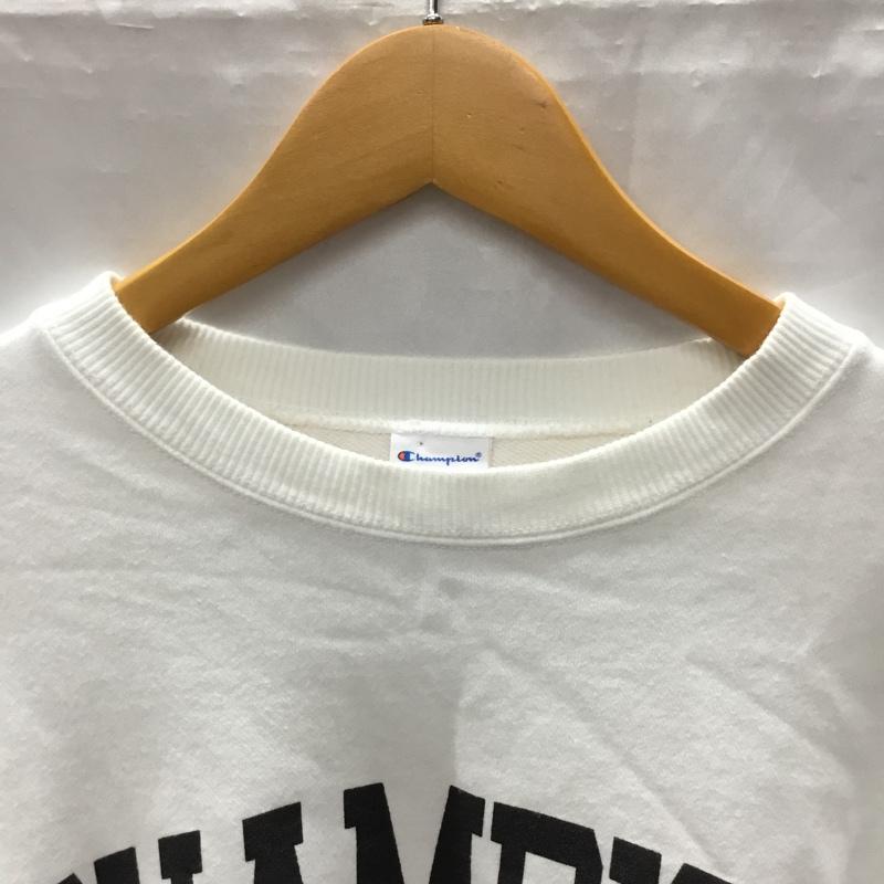 チャンピオン Champion トレーナー 長袖 XL プリント X ロゴ、文字 白 / ホワイト / メンズ USED 古着 中古 10110831