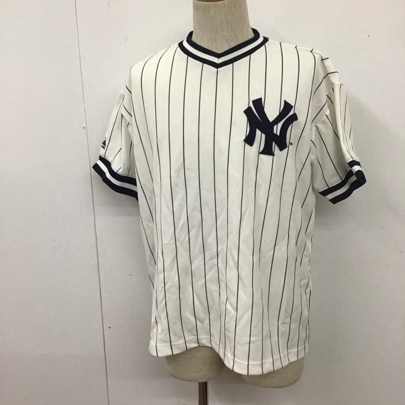 マジェスティック MAJESTIC カットソー 半袖 半袖カットソー プリントTシャツ スポーツウェア M ストライプ 白 / ホワイト / メンズ USED 古着 中古 10111151