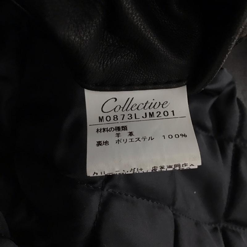 コレクティブ collective. ジャケット、上着 レザージャケット M0873LJM201 シングルライダースジャケット 羊革 M 無地 黒 / ブラック / メンズ USED 古着 中古 10123667