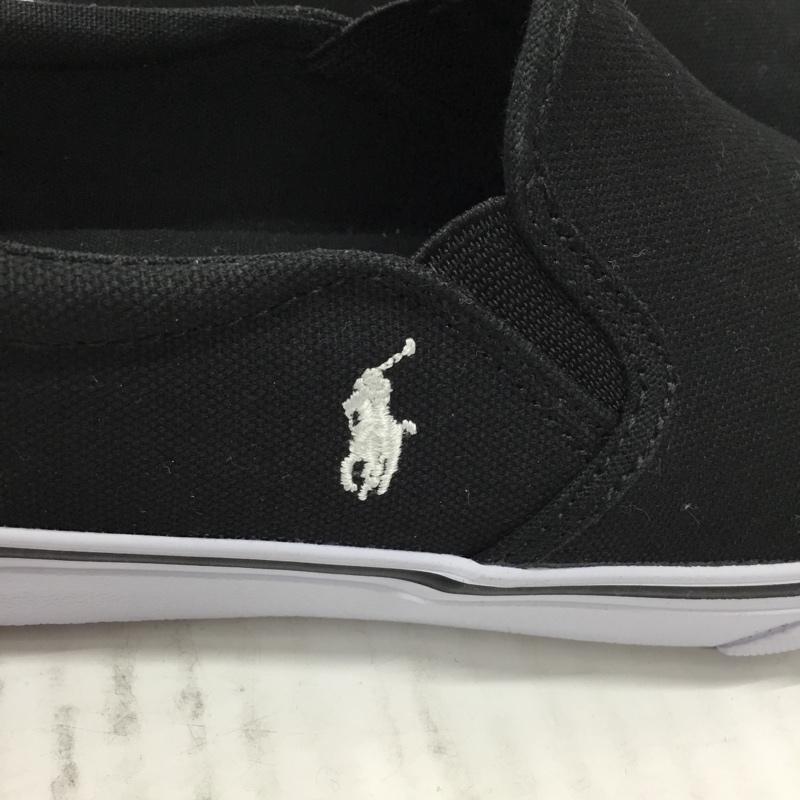 ポロラルフローレン POLO RALPH LAUREN スリッポン スリッポン RFS10008 スニーカー サイドゴア 23.5cm 箱有 23.5cm ワンポイント 黒 / ブラック / X 白 / ホワイト / レディース USED 古着 中古 10106639