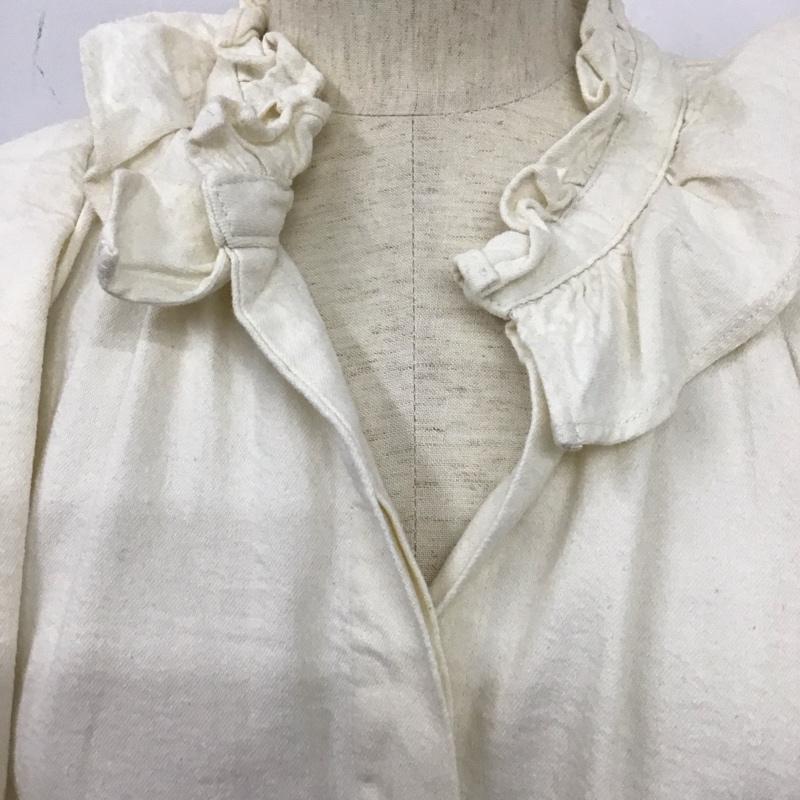 ザラ ZARA シャツ、ブラウス 長袖 0327 001 251 フリル クロップド丈 M 無地 アイボリー / アイボリー / レディース USED 古着 中古 10126068