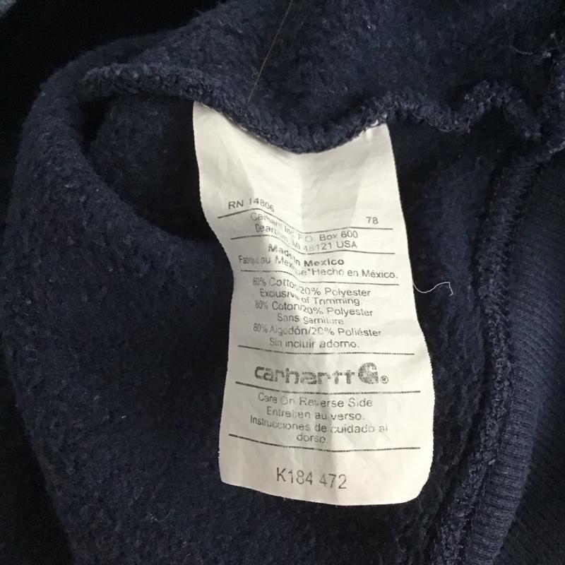 カーハート Carhartt パーカー 長袖 長袖パーカー プルオーバーパーカー スウェット XL ロゴ、文字 紺 / ネイビー / メンズ USED 古着 中古 10142602
