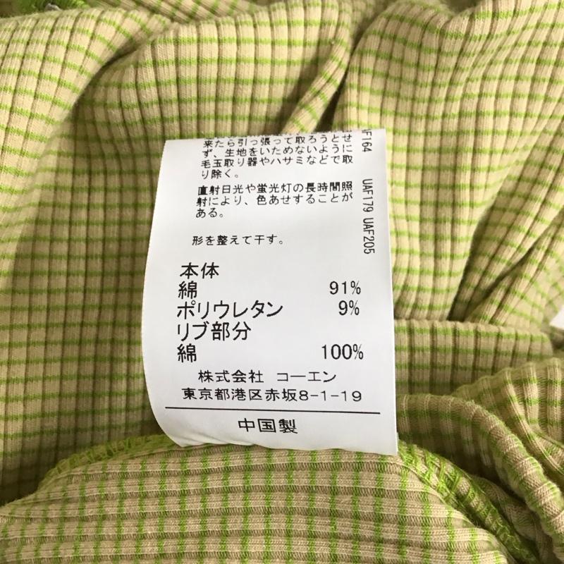 コーエン coen カットソー 長袖 7620-632-0345 マイクロボーダーリブヘンリーネックTシャツ ロンT L チェック 黄 / イエロー / X 薄緑 / ライトグリーン / レディース USED 古着 中古 10112134