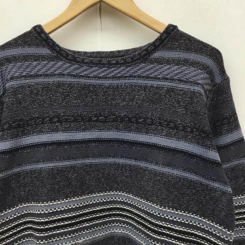 エディーバウアー Eddie Bauer ニット、セーター 長袖 L ボーダー柄 青 / ブルー / X 紺 / ネイビー / メンズ USED 古着 中古 10138283