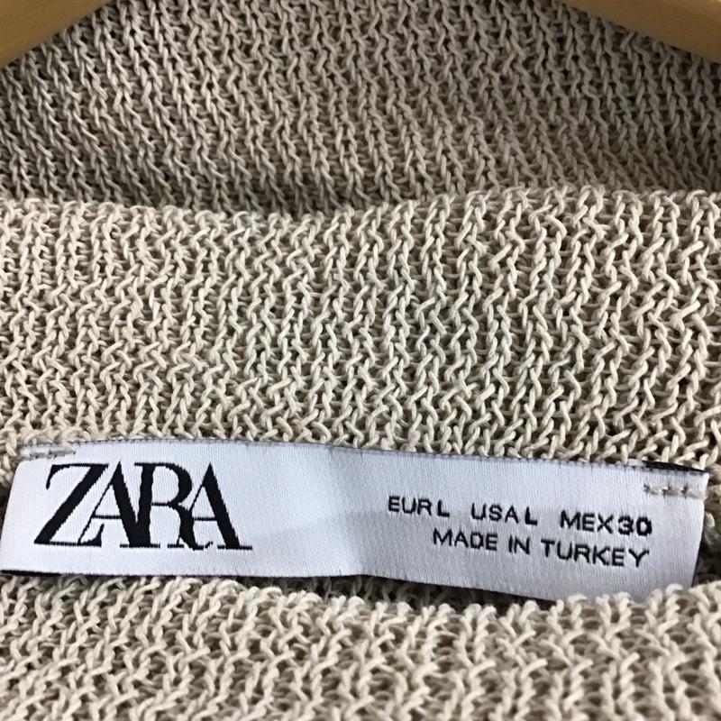 ザラ ZARA ニット、セーター 長袖 長袖ニットカットソー ワイドネック セーター L 無地 ベージュ / ベージュ / レディース USED 古着 中古 10136461