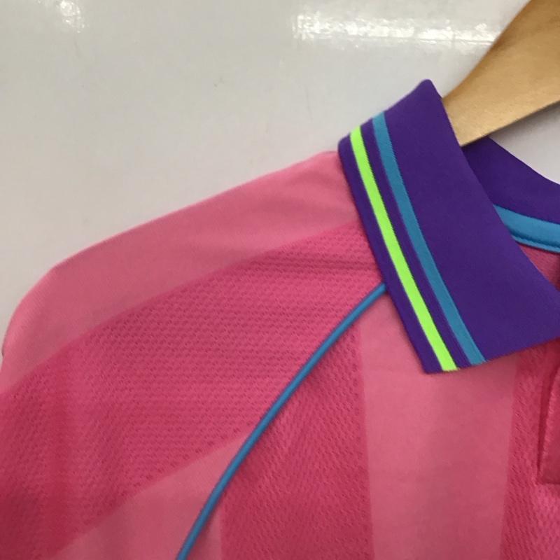 アディダス adidas ポロシャツ 半袖 KD2255 ジャカードストライプジャージー 半袖ポロシャツ M ロゴ、文字 桃 / ピンク / メンズ USED 古着 中古 10135846